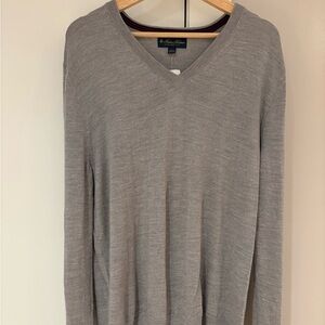 Brooks Brothers Merino Wool Gray V-Neck Sweater
